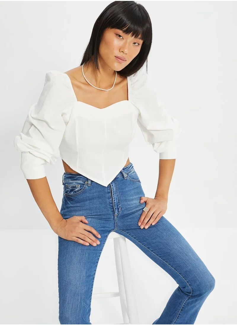 trendyol Asymmetric Balloon Sleeve Top