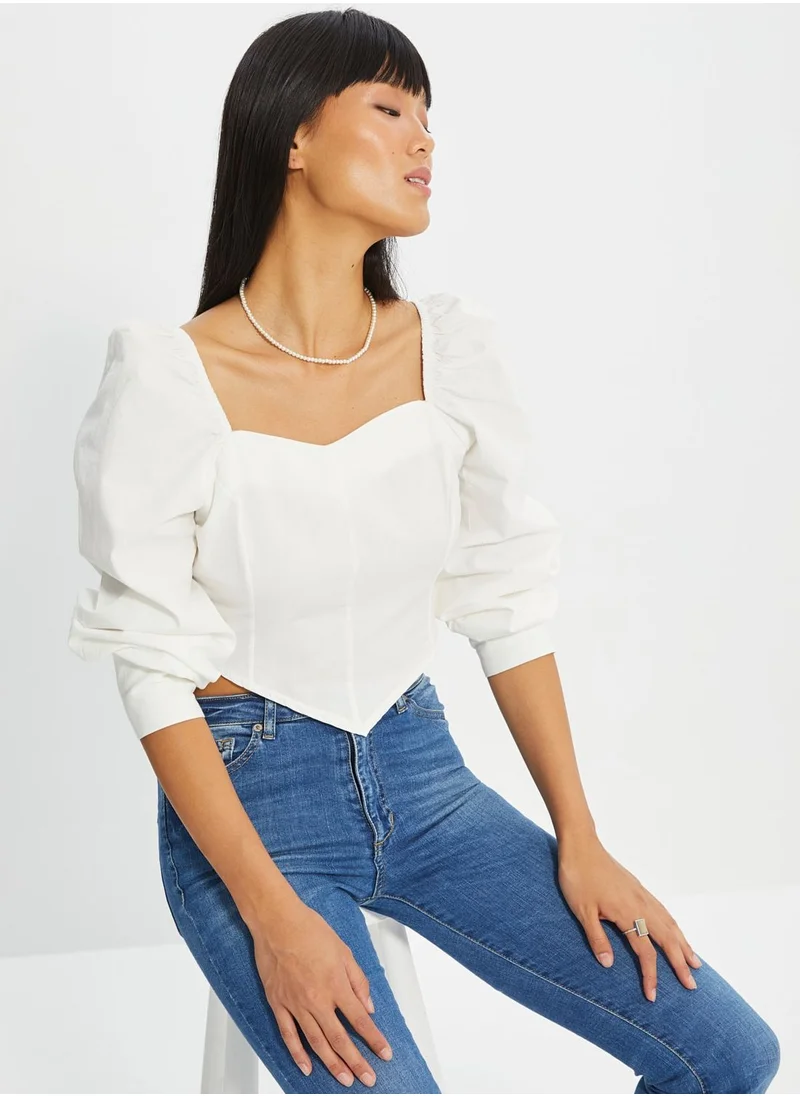 trendyol Asymmetric Balloon Sleeve Top
