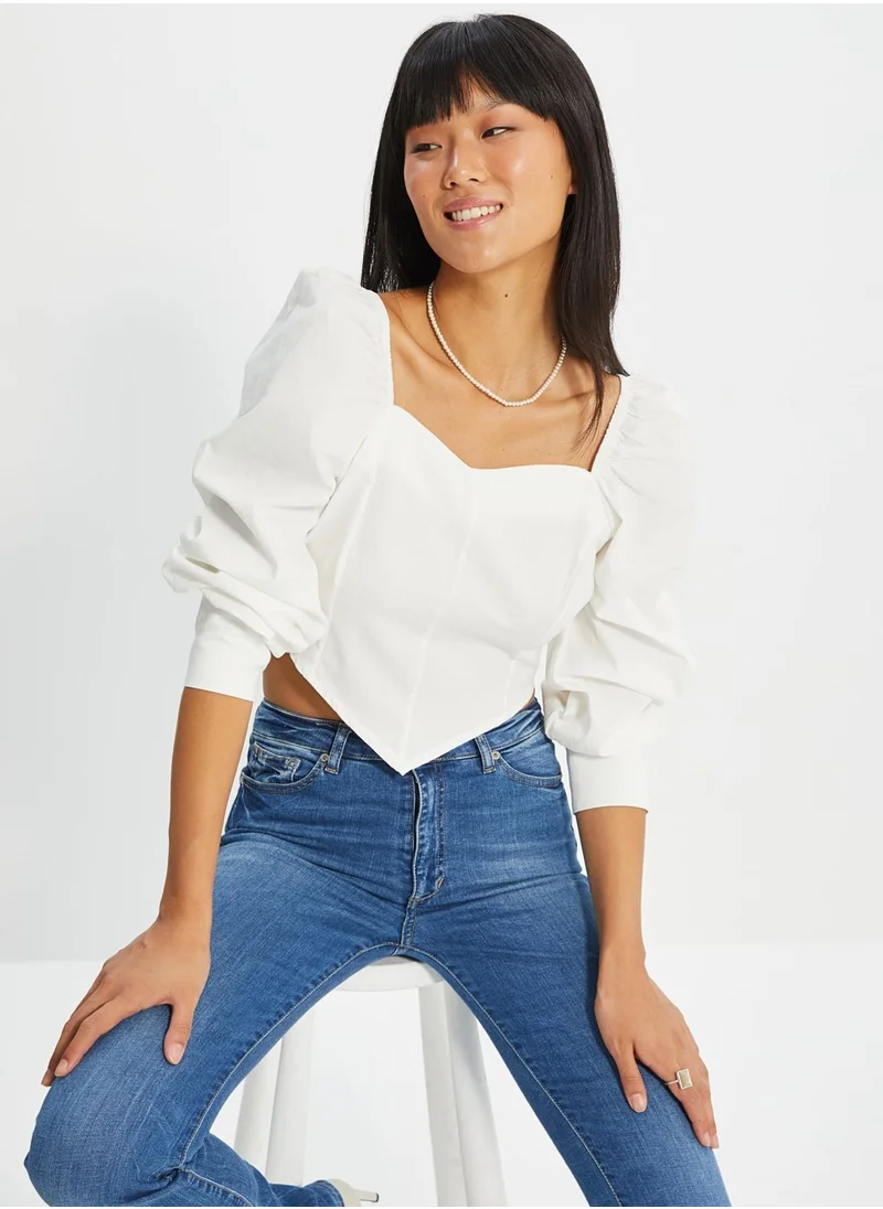 trendyol Asymmetric Balloon Sleeve Top