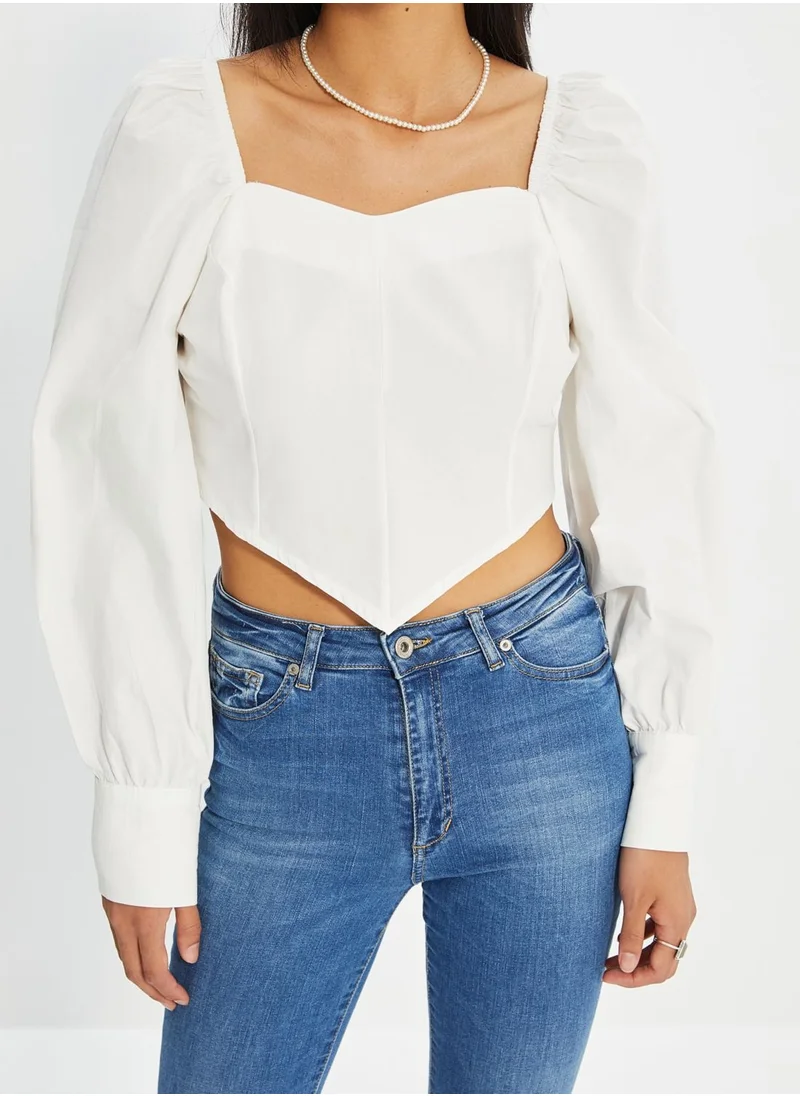 trendyol Asymmetric Balloon Sleeve Top
