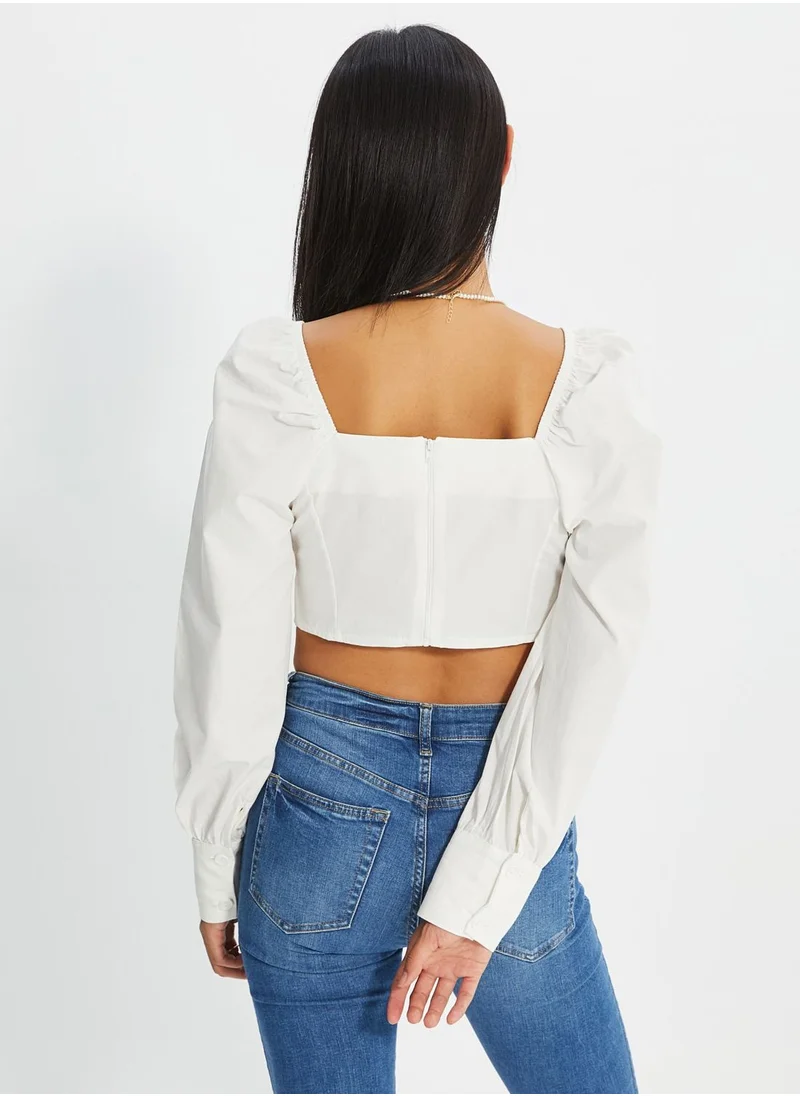 trendyol Asymmetric Balloon Sleeve Top