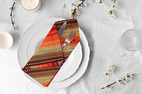 ACCENTHOME 100% Cotton Salsa Stripe Napkin Set of 12 18x18 inch Red/Rust Multicolour Dinner Napkins - Washable Soft Premium Hotel Quality Reusable Perfect Table Linen for Family Dinners Weddings - Image 2