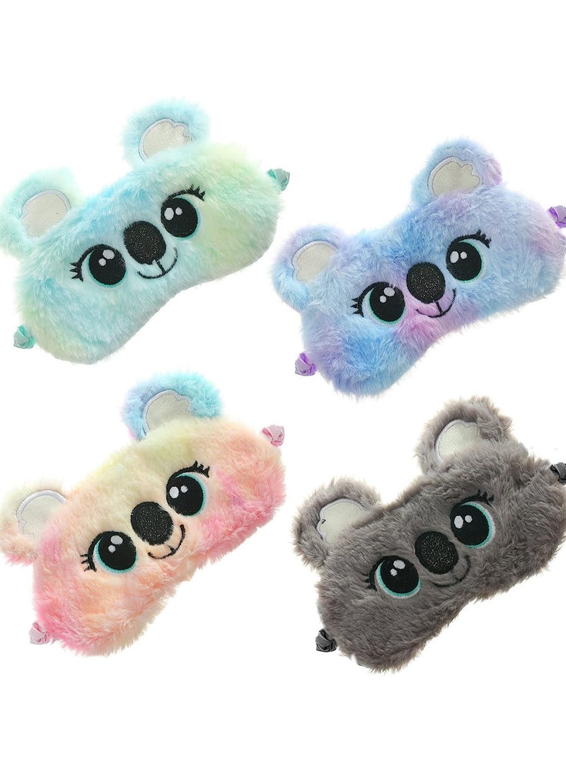 SOLARAE Plush Sleep Eye Mask Cat Animal Soft Faux Fur  Blindfold Covers for Kids Girls and Adult Travel 4 Styles Koala - Image 1