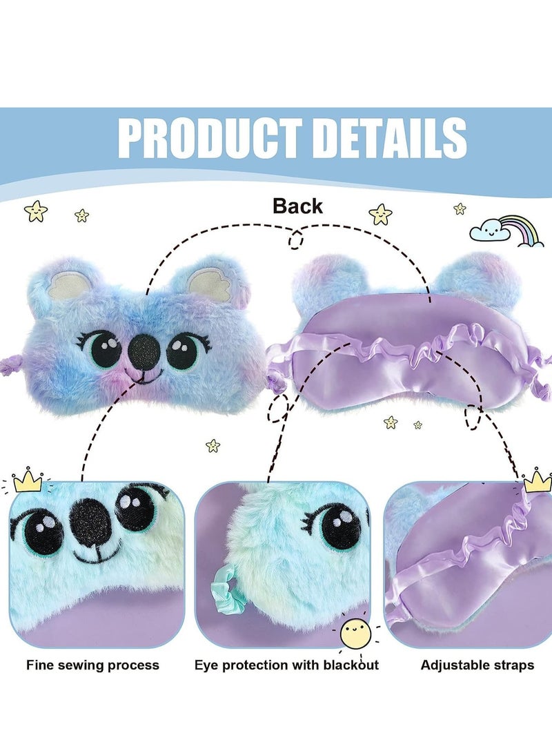 SOLARAE Plush Sleep Eye Mask Cat Animal Soft Faux Fur  Blindfold Covers for Kids Girls and Adult Travel 4 Styles Koala - Image 2