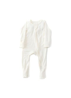 Organic Zipper Romper- Daisy White 95% Bamboo 5% Spandex 0-3 months