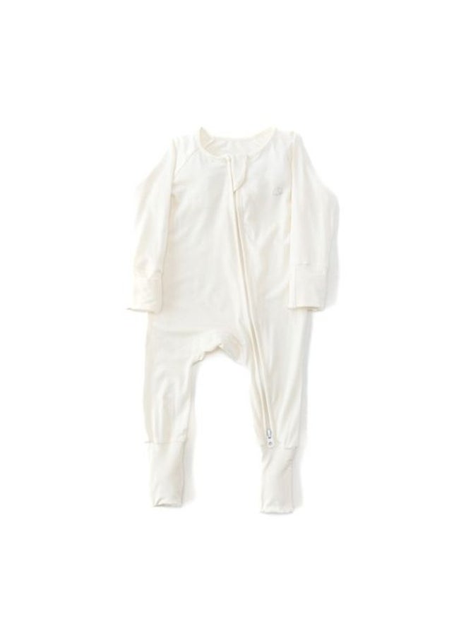 Anvi Baby - Organic Zipper Romper- Daisy White 95% Bamboo 5% Spandex 0-3 months - Image 1