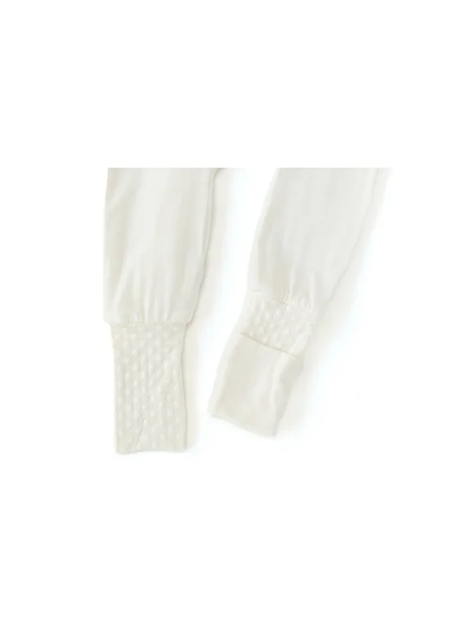أنفي بيبي Organic Zipper Romper- Daisy White 95% Bamboo 5% Spandex 0-3 months