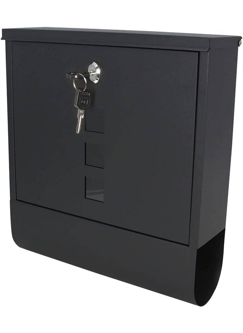 INDIAN DECOR INDIAN DECOR 48461 Metal Wall Mounted Mailboxes Weatherproof Locking Mailbox with Key Lock RustProof Metal Cover Plate Ideal for Storing Keys and Outdoor Letter Drop BoxesBlack  - Image 1