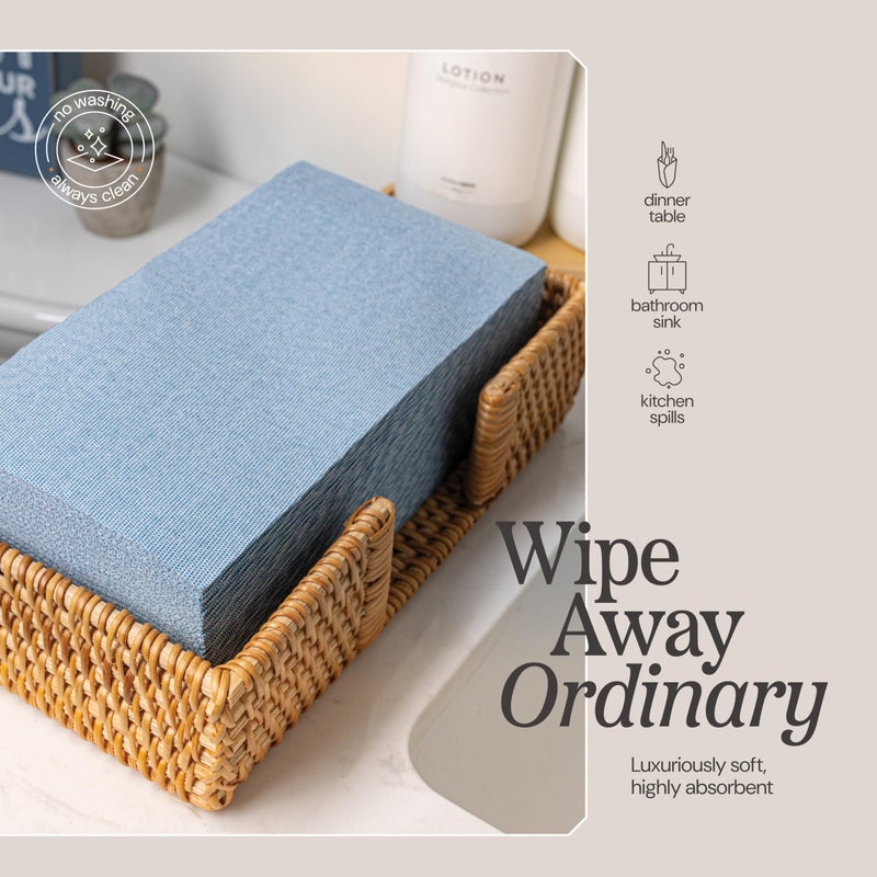 NAPEREE Disposable Cloth-Like Paper Napkins, 200 Pack 12" x 17" Linen-Feel Blue Denim Dinner Napkins For Wedding, Party, Kitchen Or Bathroom, Made In USA - Image 5