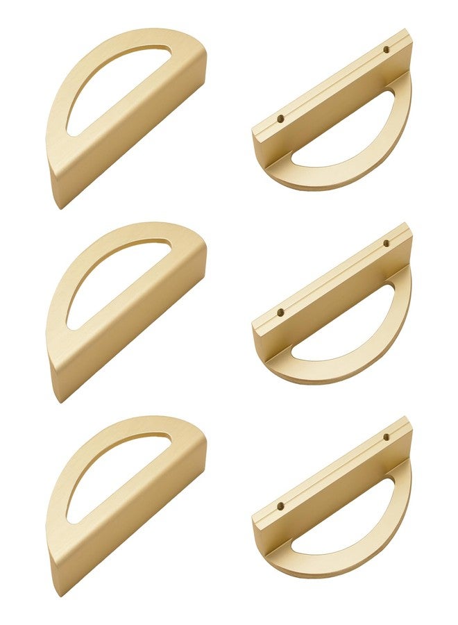 MOROBOR Half Moon Drawer Handles, 6PCS Brushed Gold Hollowed Semi-Circular Pulls Space Aluminum Wardrobe Drawer Hardware Modern Simple Double Hole Handle for Drawer Cabinet Wardrobe - Image 1