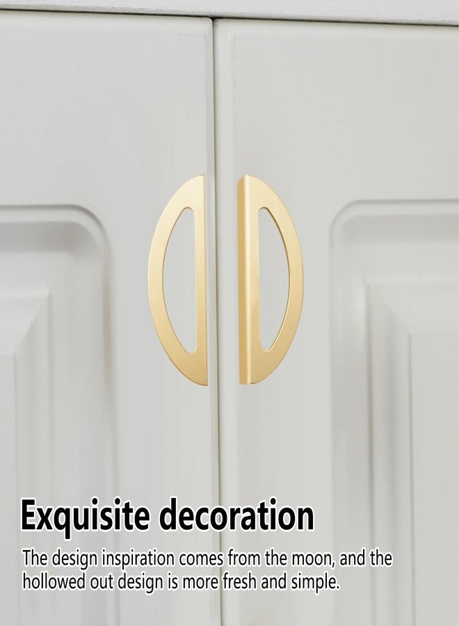 MOROBOR Half Moon Drawer Handles, 6PCS Brushed Gold Hollowed Semi-Circular Pulls Space Aluminum Wardrobe Drawer Hardware Modern Simple Double Hole Handle for Drawer Cabinet Wardrobe - Image 3
