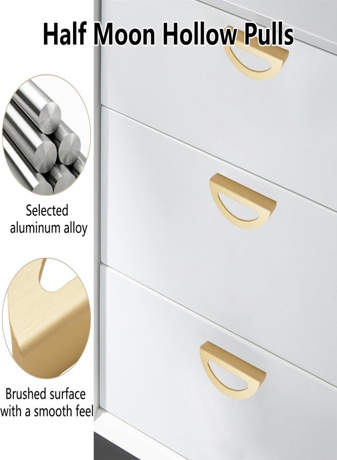 MOROBOR Half Moon Drawer Handles, 6PCS Brushed Gold Hollowed Semi-Circular Pulls Space Aluminum Wardrobe Drawer Hardware Modern Simple Double Hole Handle for Drawer Cabinet Wardrobe - Image 4