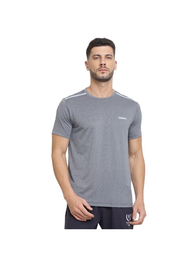 Van Heusen Van Heusen Performance Men Regular Fit T-Shirt - Polyester Spandex - Swift Dry, Crew Neck, Mesh Ventilation_61006_Grey Heather_M  - Image 1