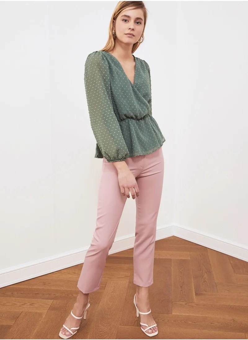 trendyol Balloon Sleeve Wrap Top