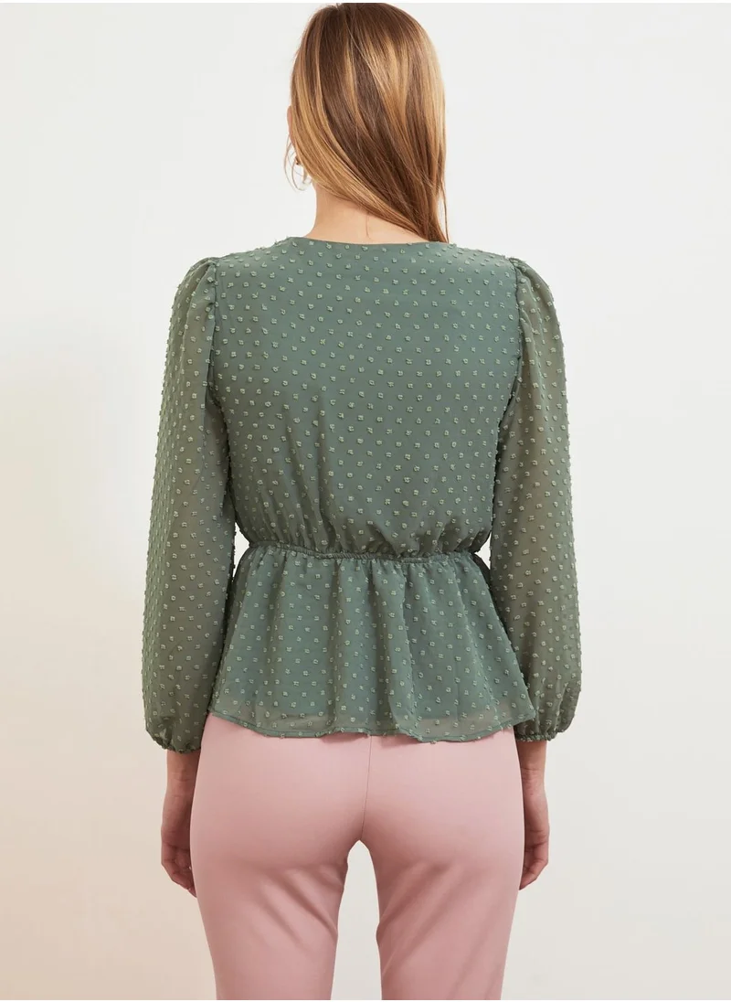 trendyol Balloon Sleeve Wrap Top