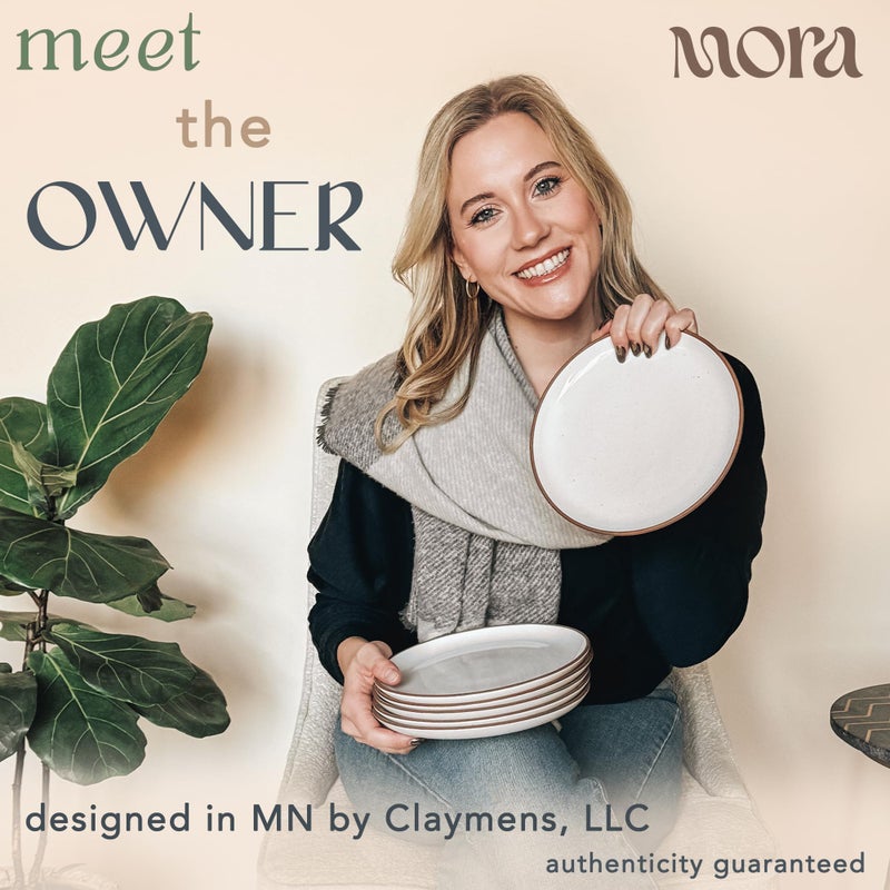 Mora Ceramic Plates Set, 7.8 in - Set of 6 - The Dessert, Salad, Appetizer, Small Dinner etc Plate. Microwave, Oven, and Dishwasher Safe, Scratch Resistant. Kitchen Porcelain Dish - Vanilla White - Image 3