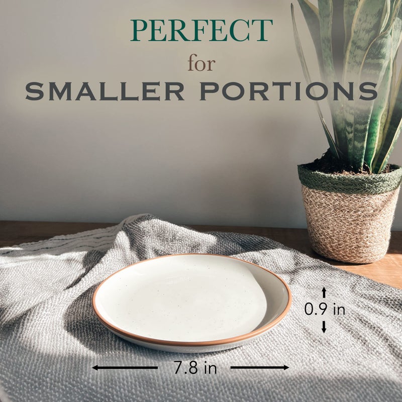 Mora Ceramic Plates Set, 7.8 in - Set of 6 - The Dessert, Salad, Appetizer, Small Dinner etc Plate. Microwave, Oven, and Dishwasher Safe, Scratch Resistant. Kitchen Porcelain Dish - Vanilla White - Image 2