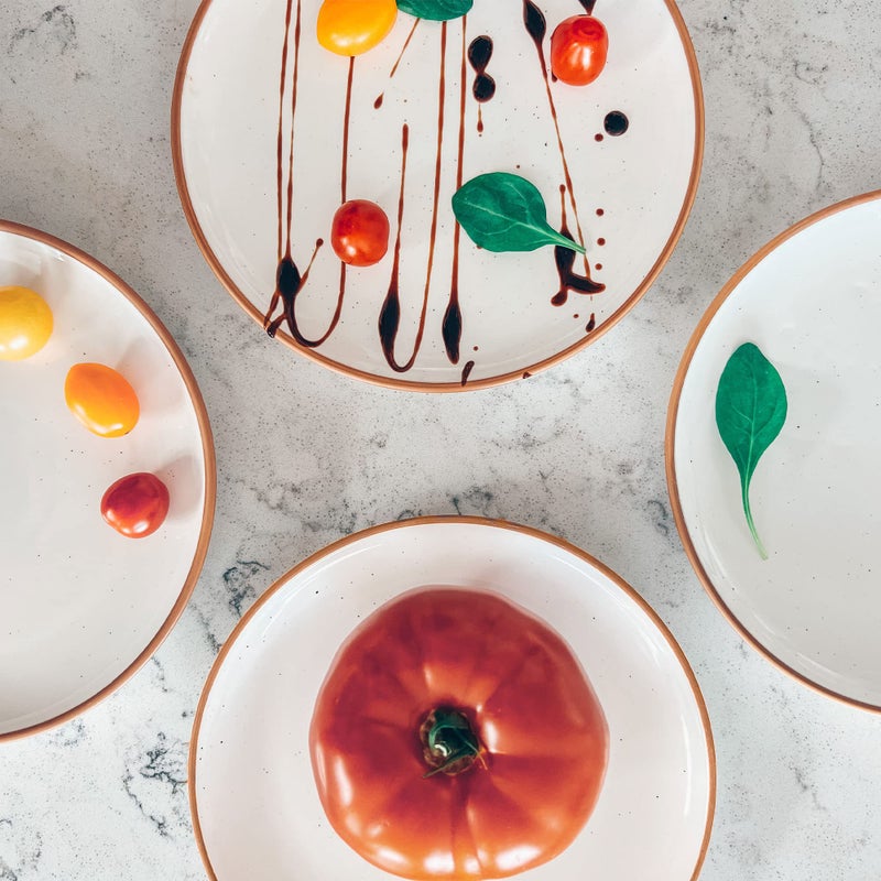 Mora Ceramic Plates Set, 7.8 in - Set of 6 - The Dessert, Salad, Appetizer, Small Dinner etc Plate. Microwave, Oven, and Dishwasher Safe, Scratch Resistant. Kitchen Porcelain Dish - Vanilla White - Image 5