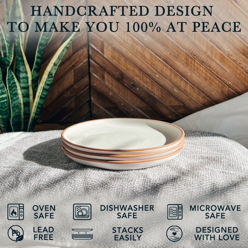 Mora Ceramic Plates Set, 7.8 in - Set of 6 - The Dessert, Salad, Appetizer, Small Dinner etc Plate. Microwave, Oven, and Dishwasher Safe, Scratch Resistant. Kitchen Porcelain Dish - Vanilla White - Image 4