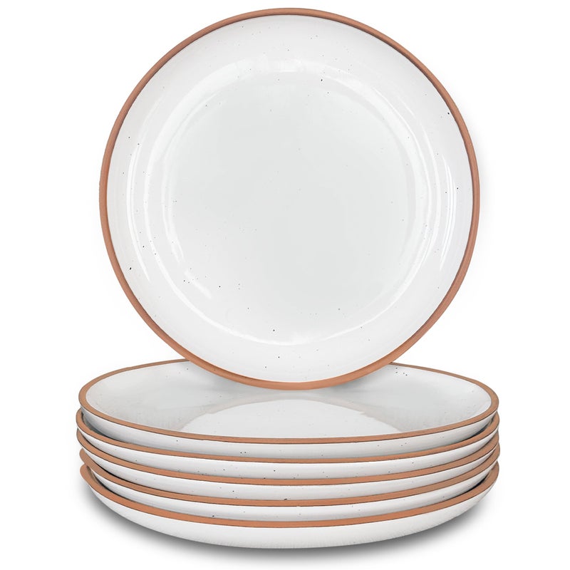 Mora Ceramic Plates Set, 7.8 in - Set of 6 - The Dessert, Salad, Appetizer, Small Dinner etc Plate. Microwave, Oven, and Dishwasher Safe, Scratch Resistant. Kitchen Porcelain Dish - Vanilla White - Image 1