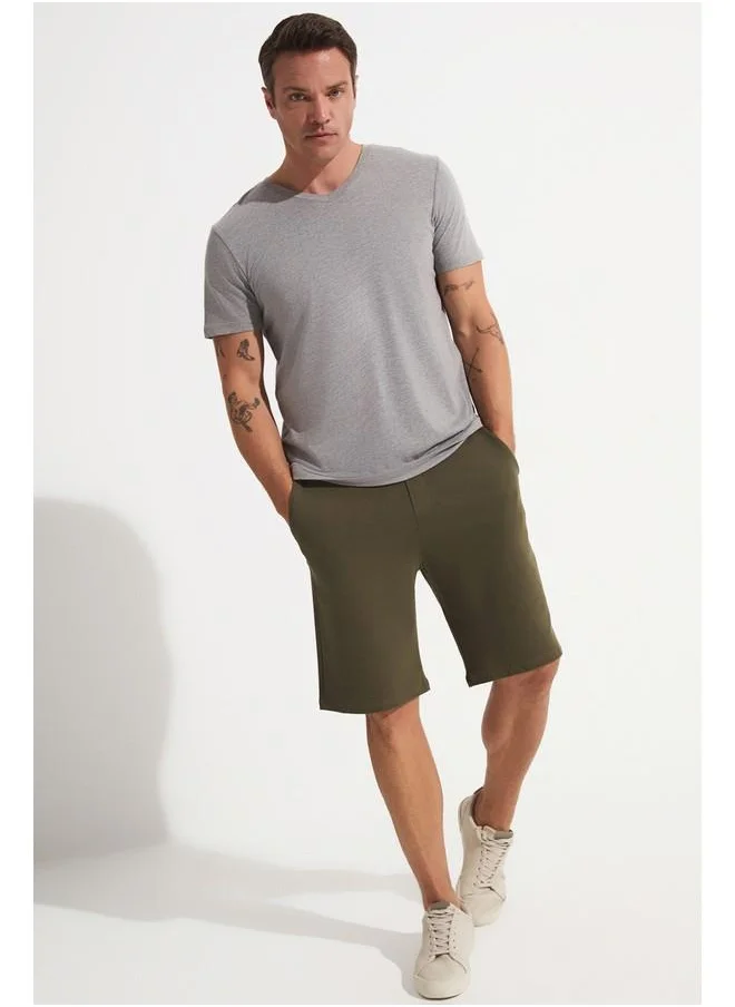 جون June Men Regular Fit 100% Cotton Knitted Short Khaki