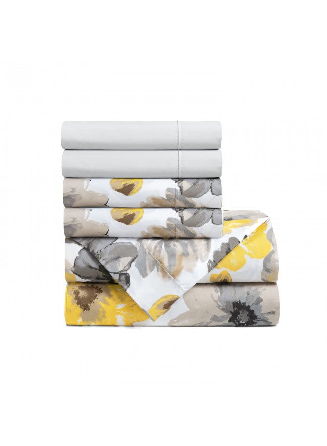 Lush Decor Lush Decor Leah Soft 6 Piece Sheet Set, Queen, Yellow & Gray  - Image 3