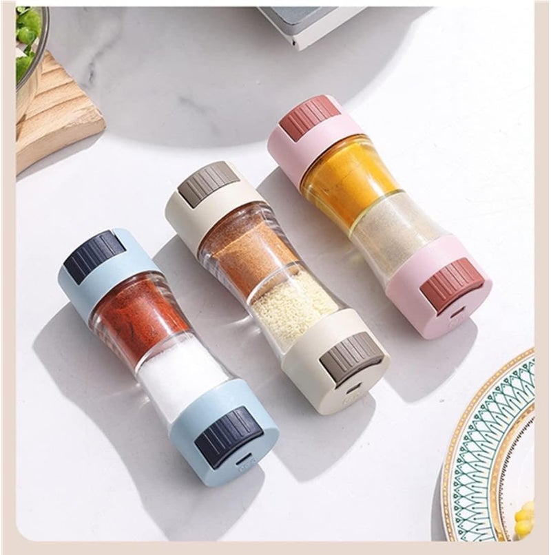 2-in-1 Spice Dispenser Salt & Pepper Grinder Style Shaker, Dual Compartment Seasoning Container with Push Button Control for Precise Kitchen Flavor Dispensing Tool - Image 5