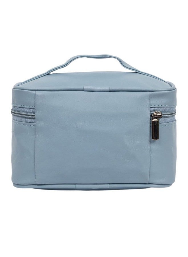 QIPS Large Cosmetic Makeup Kit Storage Organizer| Travel Toiletry Vanity Bag with Big Compartment| Makeup Brush Holder|Jewellery Organizer|Waterproof (Blue) - Image 3