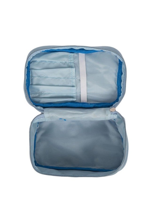 QIPS Large Cosmetic Makeup Kit Storage Organizer| Travel Toiletry Vanity Bag with Big Compartment| Makeup Brush Holder|Jewellery Organizer|Waterproof (Blue) - Image 5