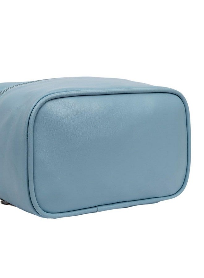 QIPS Large Cosmetic Makeup Kit Storage Organizer| Travel Toiletry Vanity Bag with Big Compartment| Makeup Brush Holder|Jewellery Organizer|Waterproof (Blue) - Image 4