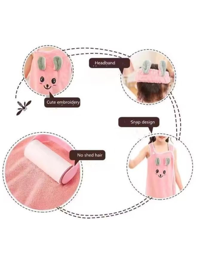 Children's Polyester Bathrobe with Headband Suitable for Home Use Small size [suitable for height 90-125 cm]  - Image 2