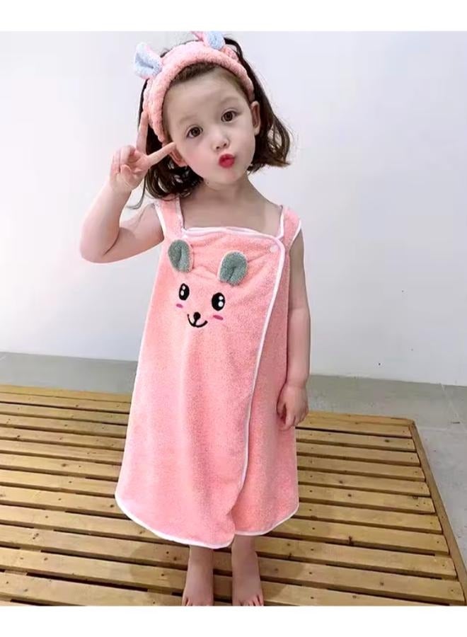 Children's Polyester Bathrobe with Headband Suitable for Home Use Small size [suitable for height 90-125 cm]  - Image 1