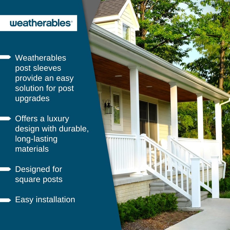 WEATHERABLES 5x5 Post Sleeve – Weatherproof Premium Outdoor Vinyl Post Cover for Lasting Durability and Easy Installation on Decks, Patios, Porches or Mailbox Posts (5" x 5" x 60", White) - Image 2