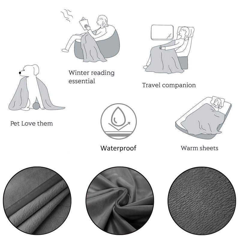 Ameritex Pet Bed Blanket Reversible 100% Waterproof Velvet Super Soft for Sofa and Bed (40x60 Inches, Light Grey+Grey) - Image 5