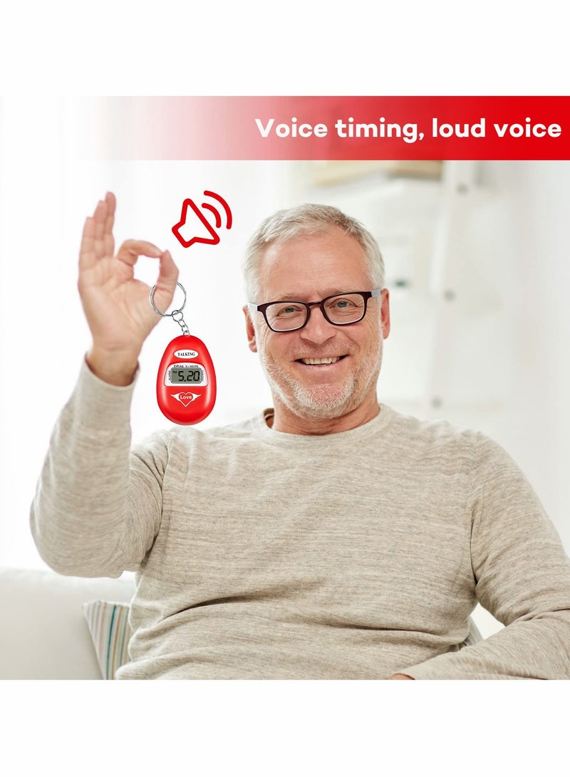 Excefore English Language Talking Key Chain Clock Big Voice with Alarm Talking Clock for Blind People Visually Impaired Elderly Low Vision Clocks Talking Alarm Clock Keychain Black Red 2 Pcs - Image 5