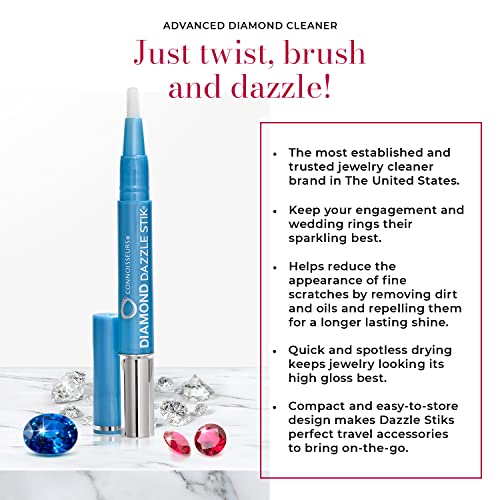 CONNOISSEURS Diamond Dazzle Stik for Rings, Earrings, and Bracelets - 2 Pack - Portable Jewelry Cleaner Solution Pen - Reduces Appearance of Fine Scratches and Removes Dirt - Image 2