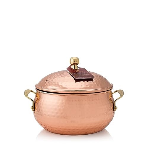 Thymes Simmered Cider Copper Candle - Warm & Spicy Apple Scented Candles for Home - Notes of Apple, Clove, and Cardamom - Luxury Gifts for Women - Fall Decor - 3 Wick (Copper Pot, 18 oz) - Image 1