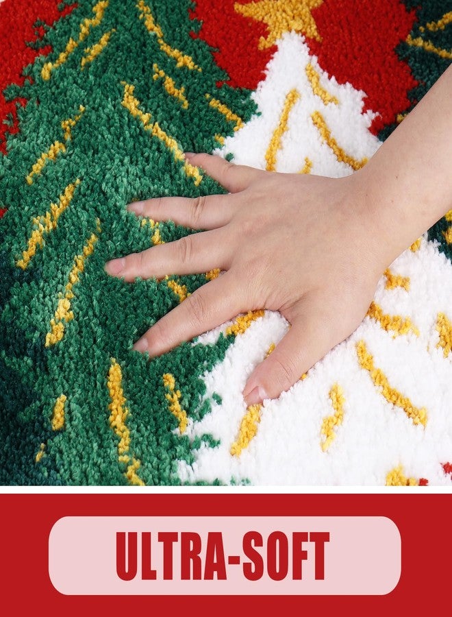 JarThenaAMCS سجادة حمام JarThenaAMCS لعيد الميلاد، مقاس 19.7 × 35.4 بوصة، بتصميم شجرة عيد الميلاد وندفة الثلج، سجادة حمام منسوجة، ماصة للماء وغير قابلة للانزلاق، سجادة دش، سجادة باب أمامي لمنزل الشتاء، مدخل الغرفة - Image 5