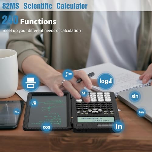 ROATEE Scientific Calculator for Students with Notepad, ROATEE Middle and High School Supplies for Students, 82 MS Foldable 2-Line Display Science Calculator with Writing Tablet, Solar and Battery Powered - Image 3