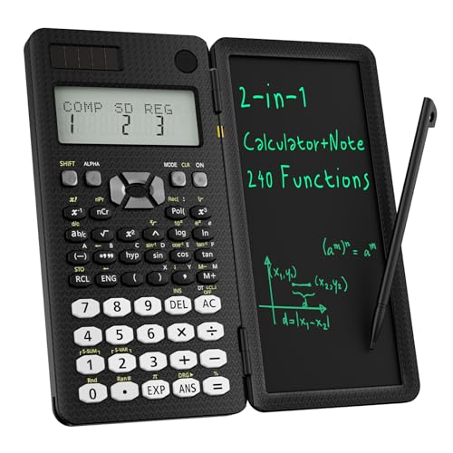 ROATEE Scientific Calculator for Students with Notepad, ROATEE Middle and High School Supplies for Students, 82 MS Foldable 2-Line Display Science Calculator with Writing Tablet, Solar and Battery Powered - Image 1