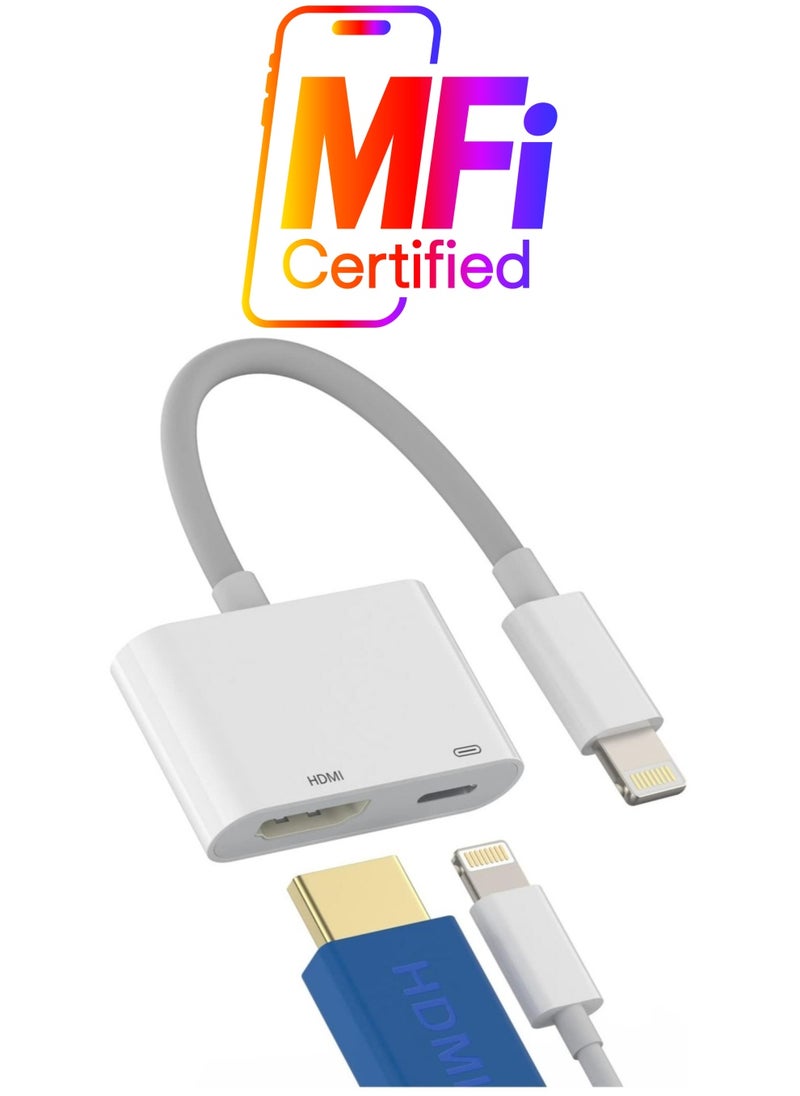 ELTRAZONE - Lightning to Hdmi Adapter for TV Compatible for iPhone 12 13 Pro Max Splitter Digital AV Female Port Converter and Charging Connector Cord Projector - Image 1