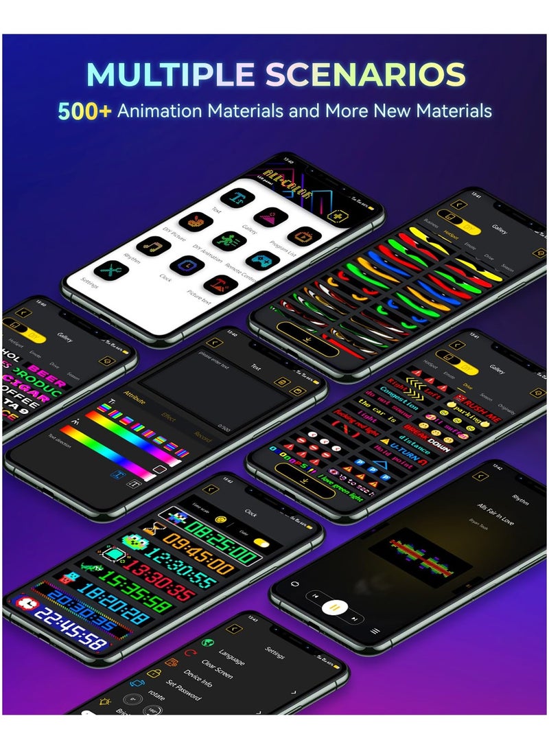 ضوء LED للسيارات ، 2.8 x 6.8 علامة LED التمرير القابلة للبرمجة ، شاشة المصفوفة الرقمية المرنة ، بلوتوث والتحكم عن بعد ، النص القابل للتخصيص والرسوم المتحركة لنوافذ السيارات وإشارات الأعمال - Image 4