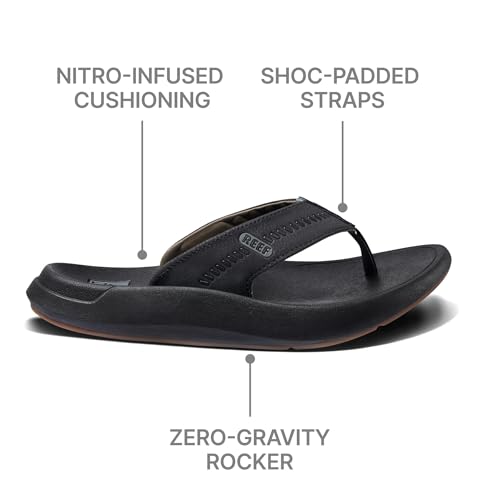 REEF Swellsole Cruiser Mens Recovery Flip Flop, Enhanced Arch Support, Water Friendly, Black/Grey, 10 - Image 5