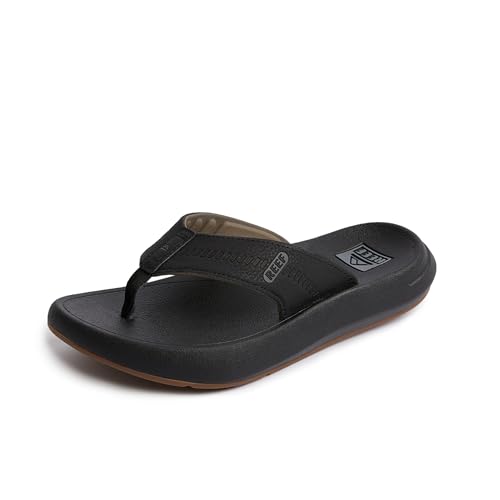 REEF Swellsole Cruiser Mens Recovery Flip Flop, Enhanced Arch Support, Water Friendly, Black/Grey, 10 - Image 1