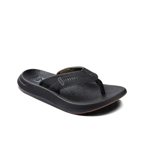 REEF Swellsole Cruiser Mens Recovery Flip Flop, Enhanced Arch Support, Water Friendly, Black/Grey, 10 - Image 2