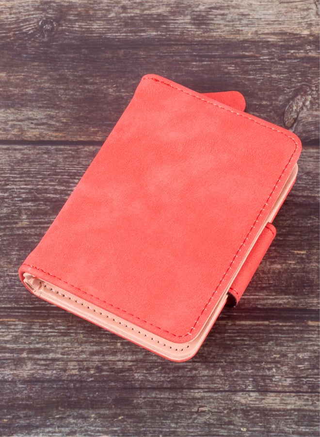 The Black Pearl Accessories Chamoiseather Leather Flip Wallet & Card Holder with 6 Pockets and Zipped Pocket Red  - Image 2