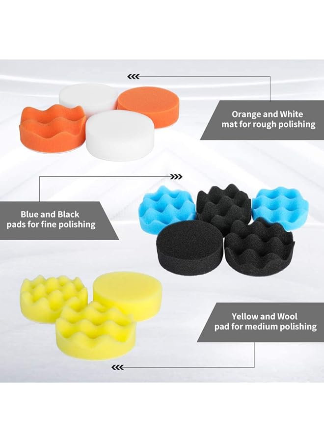 Generic Car Polishing Sponge 25Pcs Polishing Pads Set Car Buffing Pads And Wool Polishing Pads Drill Adapter For Car Polisher And Electric Drill Polishing Pads Sponge Buffing Pads Waxing Pads  - Image 4