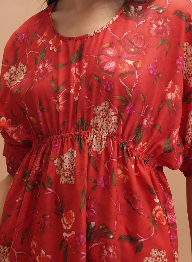 Vishudh Printed Round Neck Kaftan with Pants Co-Ords by Styli