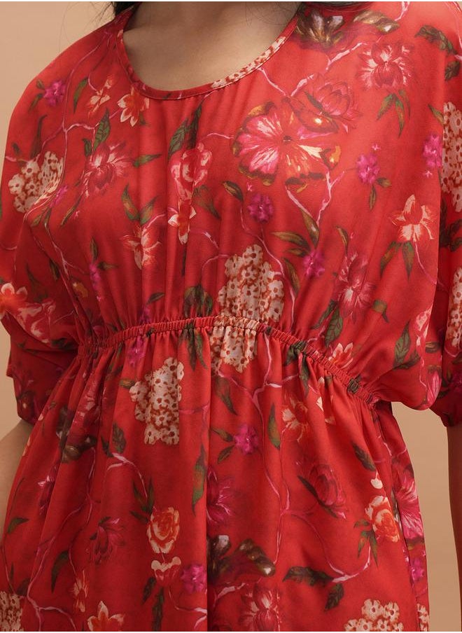 Vishudh Printed Round Neck Kaftan with Pants Co-Ords by Styli  - Image 5