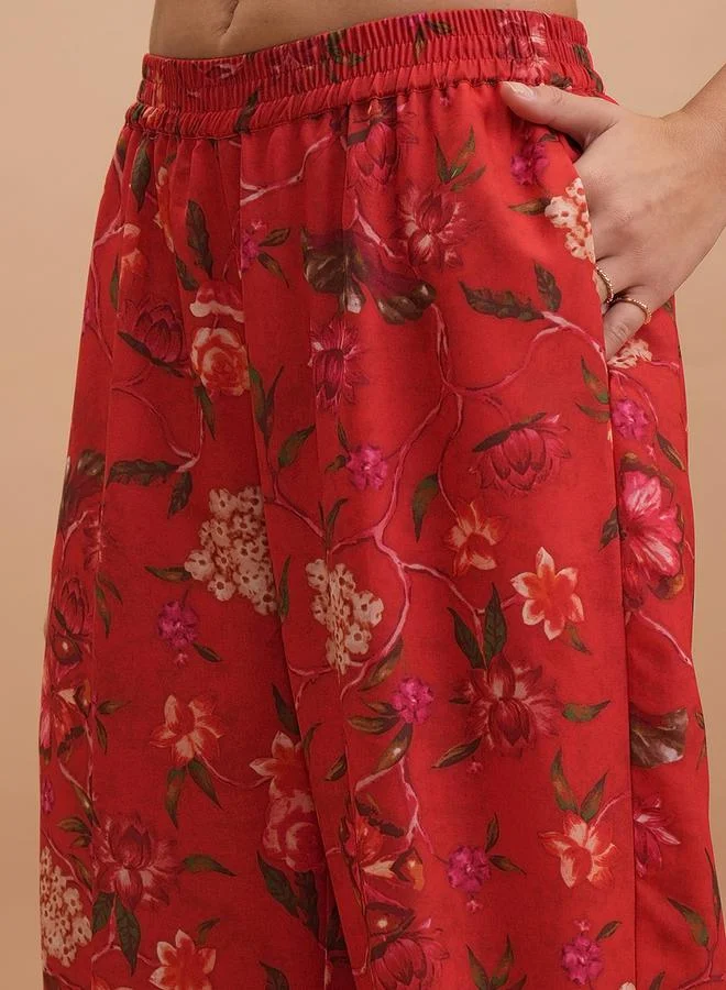 Vishudh Printed Round Neck Kaftan with Pants Co-Ords by Styli